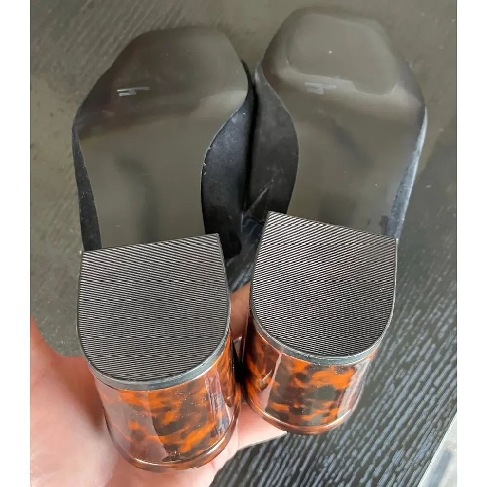 NWOB Yellow Box "Chanelle" square toe black suede chunky Y2K block heels - Picture 8 of 8